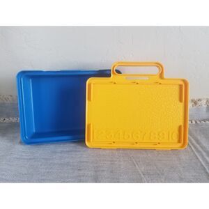 Vintage Blue and Yellow Tupperware Tuppertoys Carrying Case